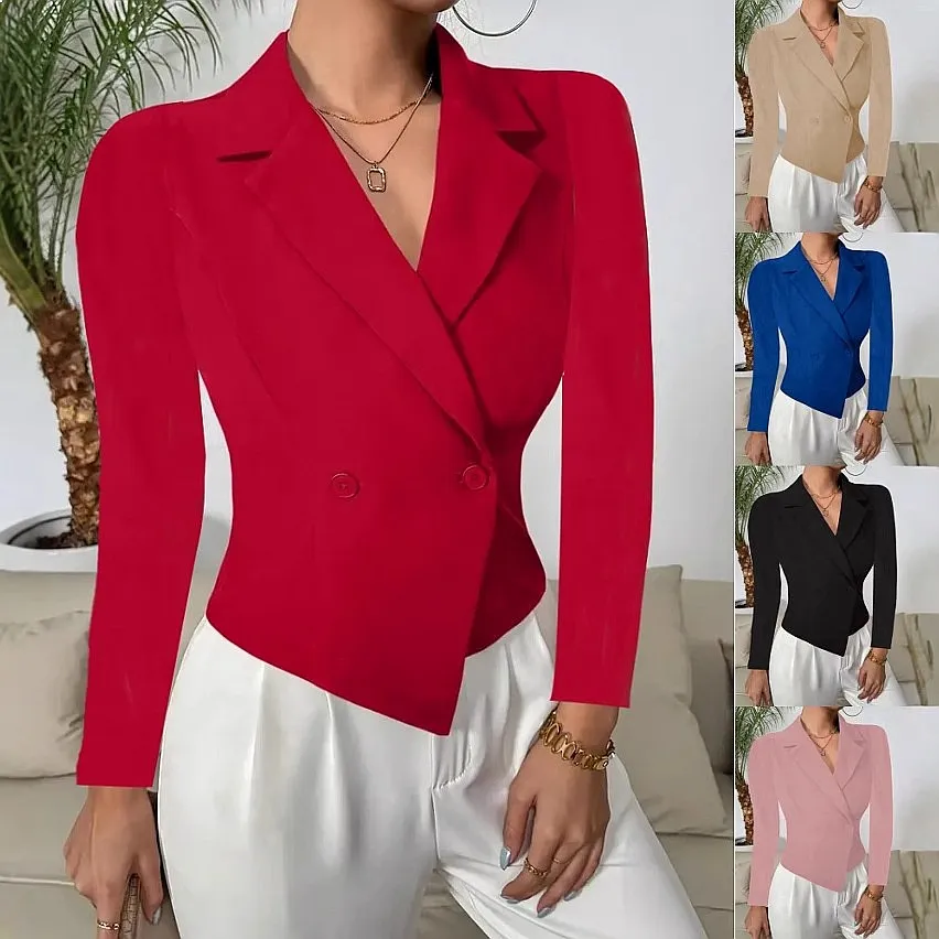 Damen-Blazer-Jacke, kurz, elegant, lässig, Frühling, Sommer, Oberbekleidung, Oberteile
