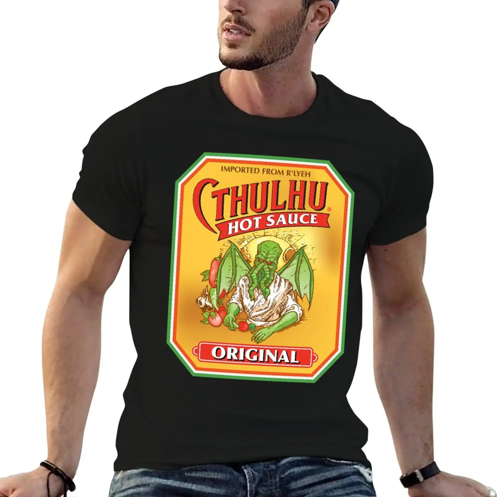 Cthulhu Hot Sauce T-Shirt Holiday Party T-Shirt for Men