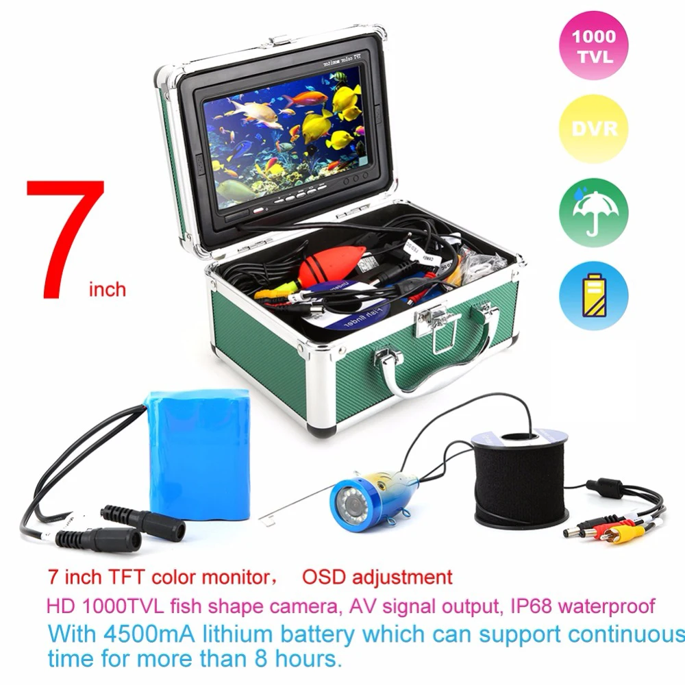 Fish Finder Underwater Fishing Camera White Light Lamp 7Inch Monitor15M 30M IP68 Waterproof For ICE/Sea/River Fishing Fishfinder