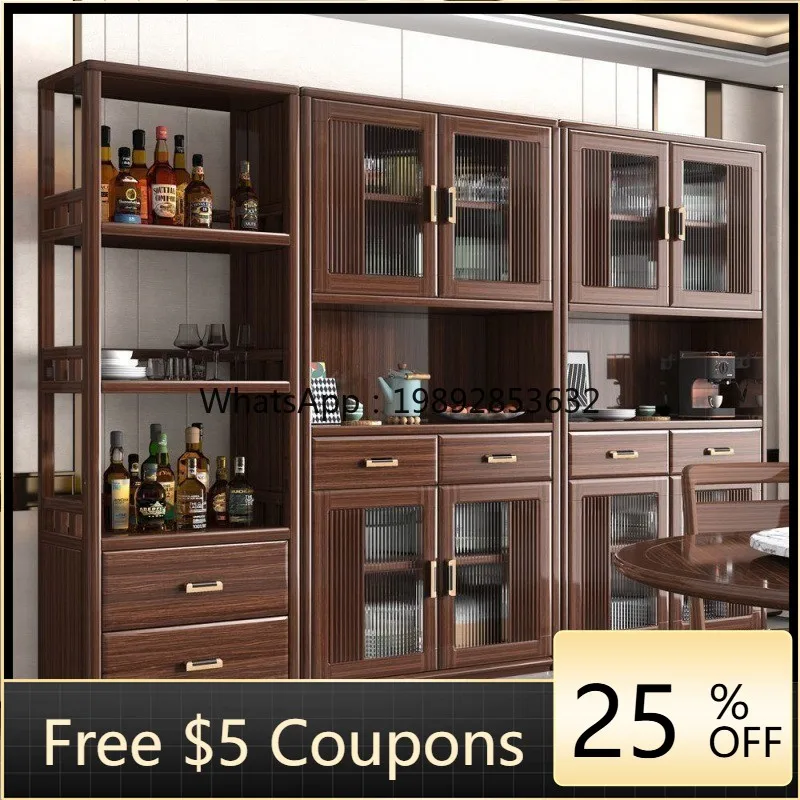 LYY New Chinese Style Purple Gold Pear Wood Solid Wood Sideboard Wall-Mounted Integrated High-End Wine Cabinet Living