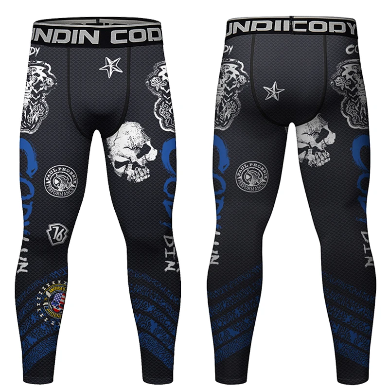 Cody Men's 3D Printed Jiu Jitsu BJJ Running Sportswear Leggings Male Compression Grappling MMA Clothes Gym Tights