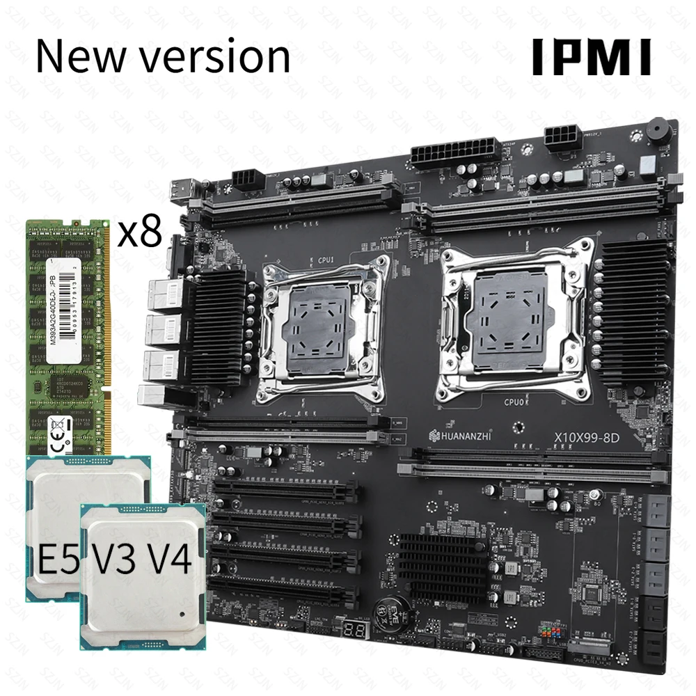 

Серверный комплект материнской платы IPMI X99 с двумя процессорами и E5 V3 V4 DDR4 64–512 ГБ, 2400 МГц, поддержка 2*2,5G LAN 3*PCIE3.0X16 10*SATA3.0