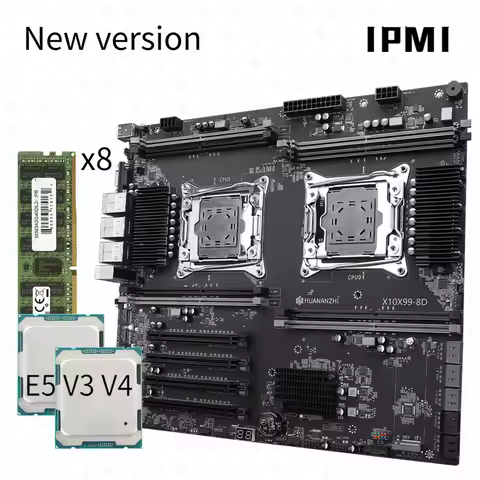 IPMI X99 Motherboard Dual CPU Server Kit with E5 V3 V4 DDR4 64-512GB 2400MHz Support 2*2.5G LAN 3*PCIE3.0X16 10*SATA3.0