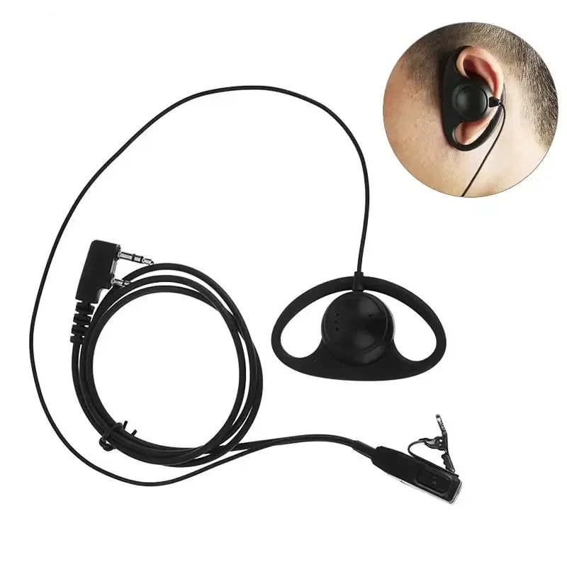 FBI D-Ring EarHook Earpiece Headset PTT Mic for Walkie Talkie Kenwood Baofeng UV-5R UV-S9 UV-13 PRO BF-F8HP Ham Two Way Radio