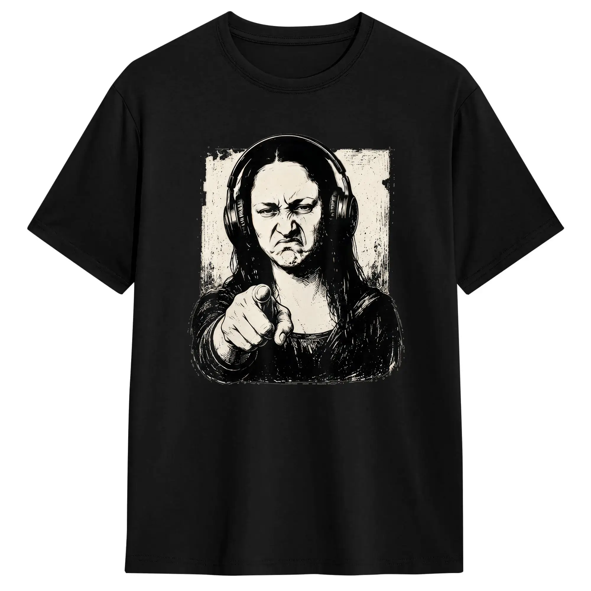 DJs Producers Funny Mona Lisa T-Shirt Summer Cotton T Shirts For Couple Trendy Cool Loose Tee Shirt Short Sleeve Y2K Casual Tees