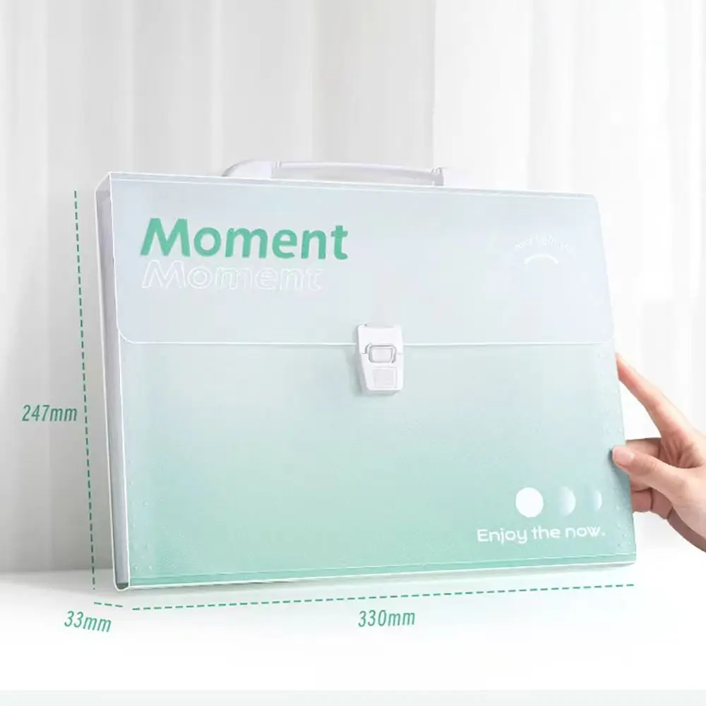12 Pockets A4 File Folder Simple Portable Gradient Color File Organizer PP Test Paper Storage Envelope Folder Gift