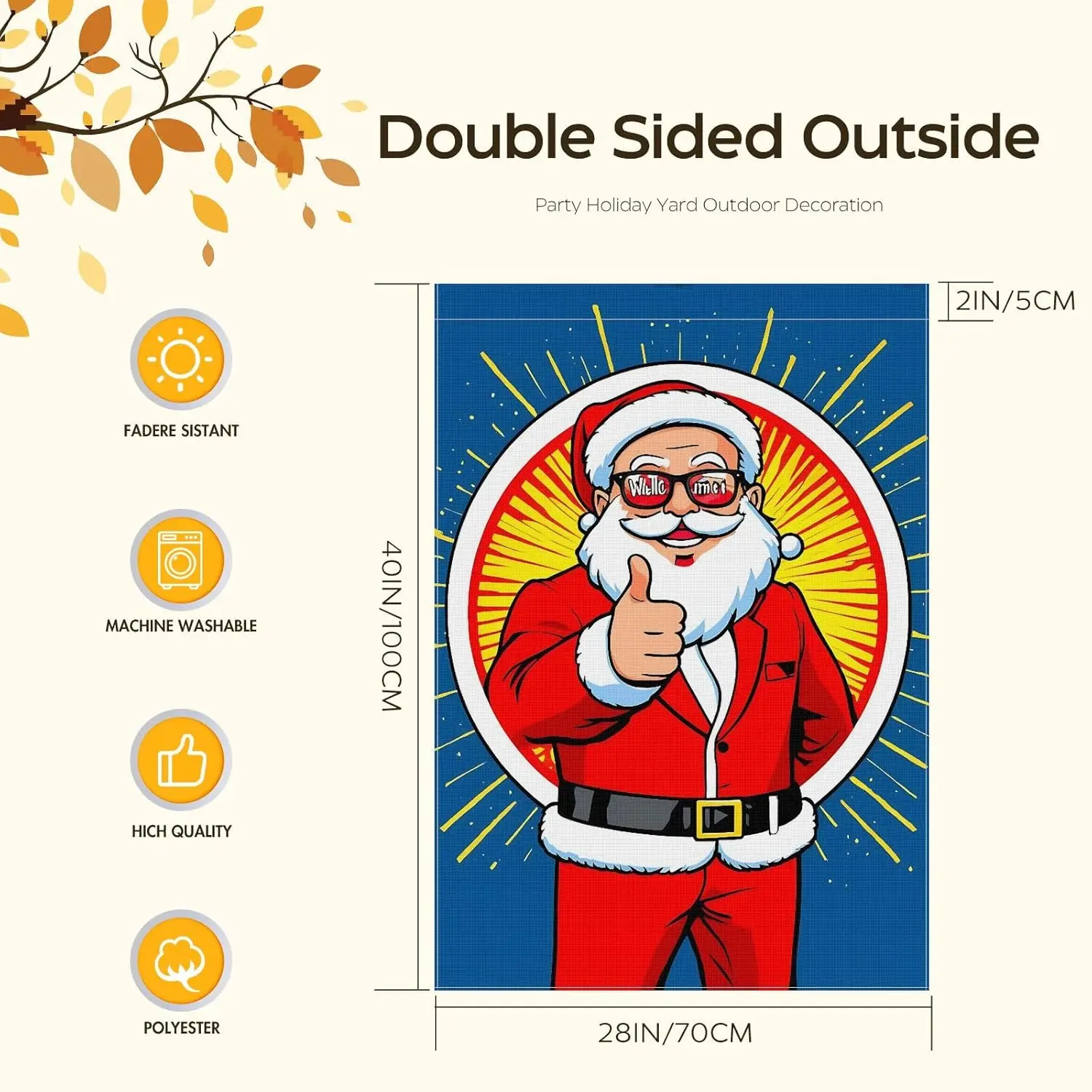 Christmas Outdoor Garden Flag Cartoon Comic Style Washable Yard Flag 28x40inch Christmas Character Cute Santa Claus Double Color