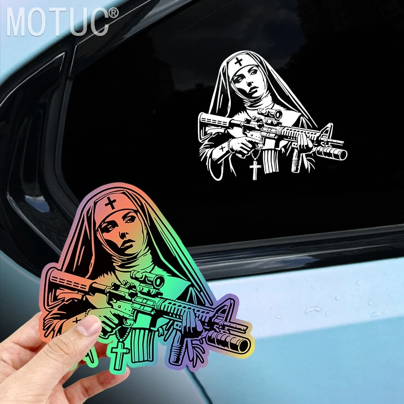 

1Pc Cool Nun Motorcycle Sticker Waterproof Sunproof Self-adhesive Vinyl Decal for fuel tank Fairing Car Window Creative Decor