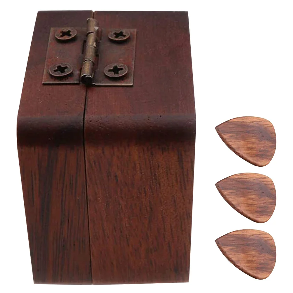 

1Set Wooden Guitar Picks Box Multipurpose Durable Solid Wood Folk Electric Guitar Accessory Professional Playing Pick