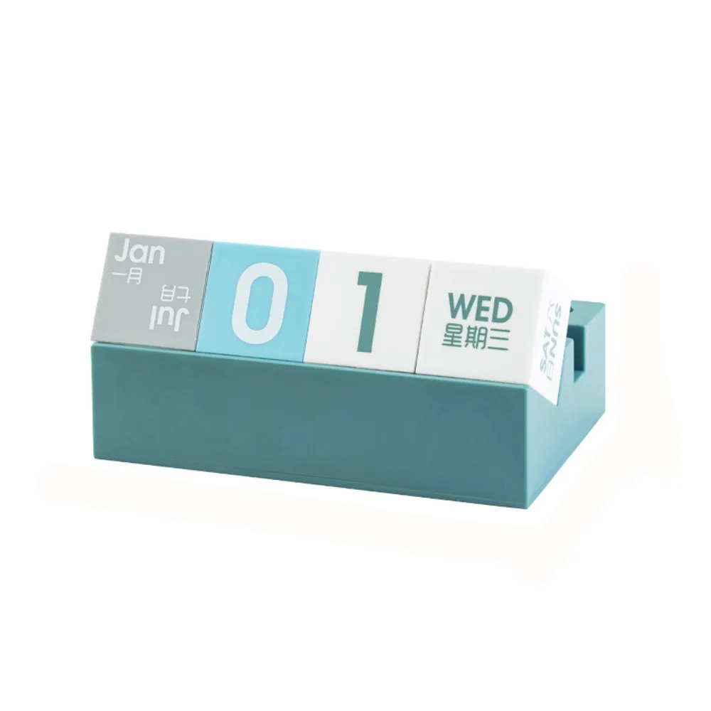 

Creative Cube Shape Perpetual Calendar Date Display Ornaments Multi-function Desk Calendars DIY Stationery Phone Holder Office