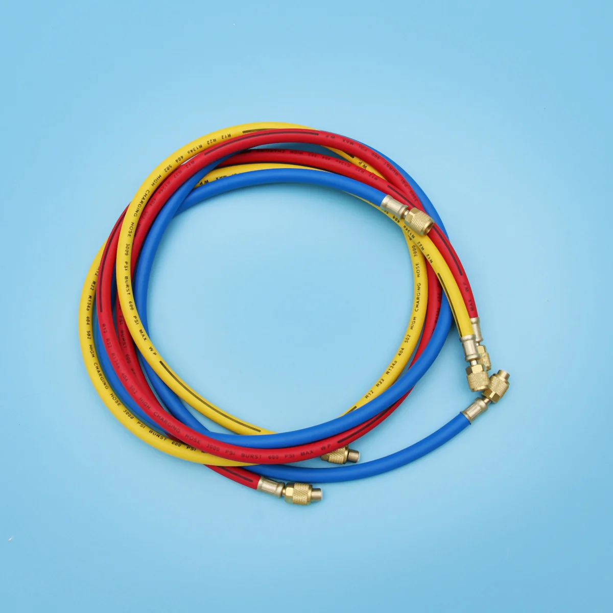 

60" Hvac 1/4" Sae 600 Psi Charging Hoses For R410A R134A High Pressure Refrigerant Hose With Adapters Fit Most Standard Us