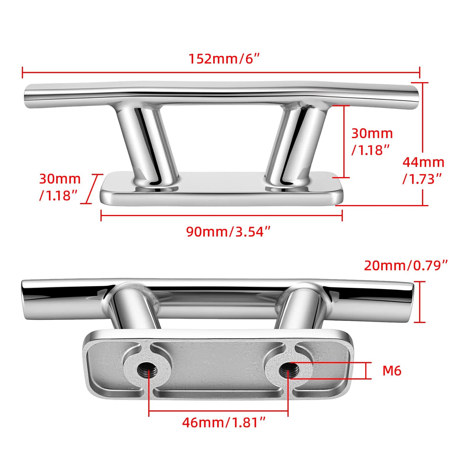 1pc 6 /8/10 Inch Marine Bollard Boat Cleat Flat Cleat 316 Stainless Steel Mooring Cleat Dock Cleat Fit For Marine Boat Yach
