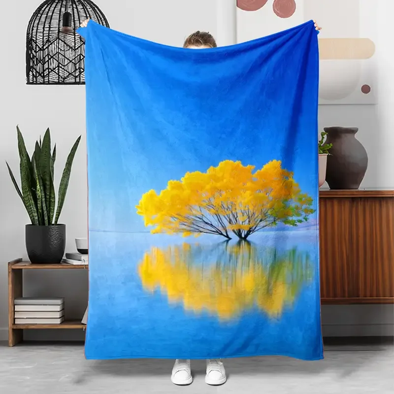 Family Tree Print - Couverture en flanelle à motif inspiré