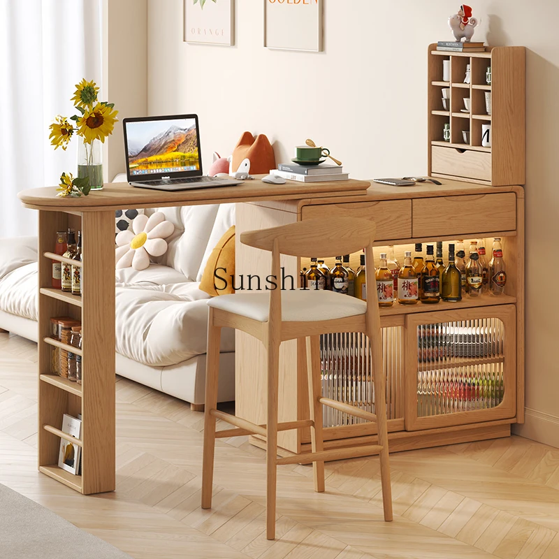 

Simple solid wood dining side cabinet island small apartment locker