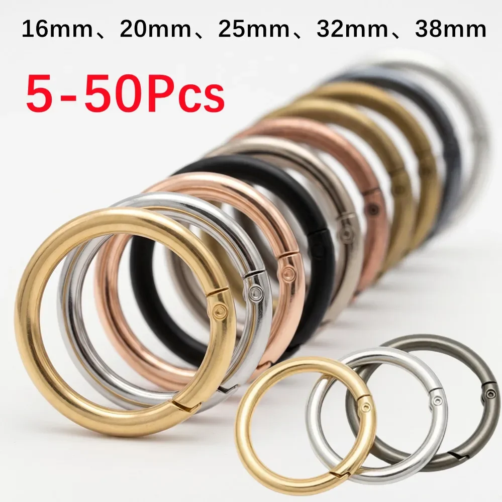 5/50pcs Zinc Alloy O Rings Spring Clasps Openable Round Keyring Bag Hook Dog Chain Connector Buckles for DIY Keychain Accessory