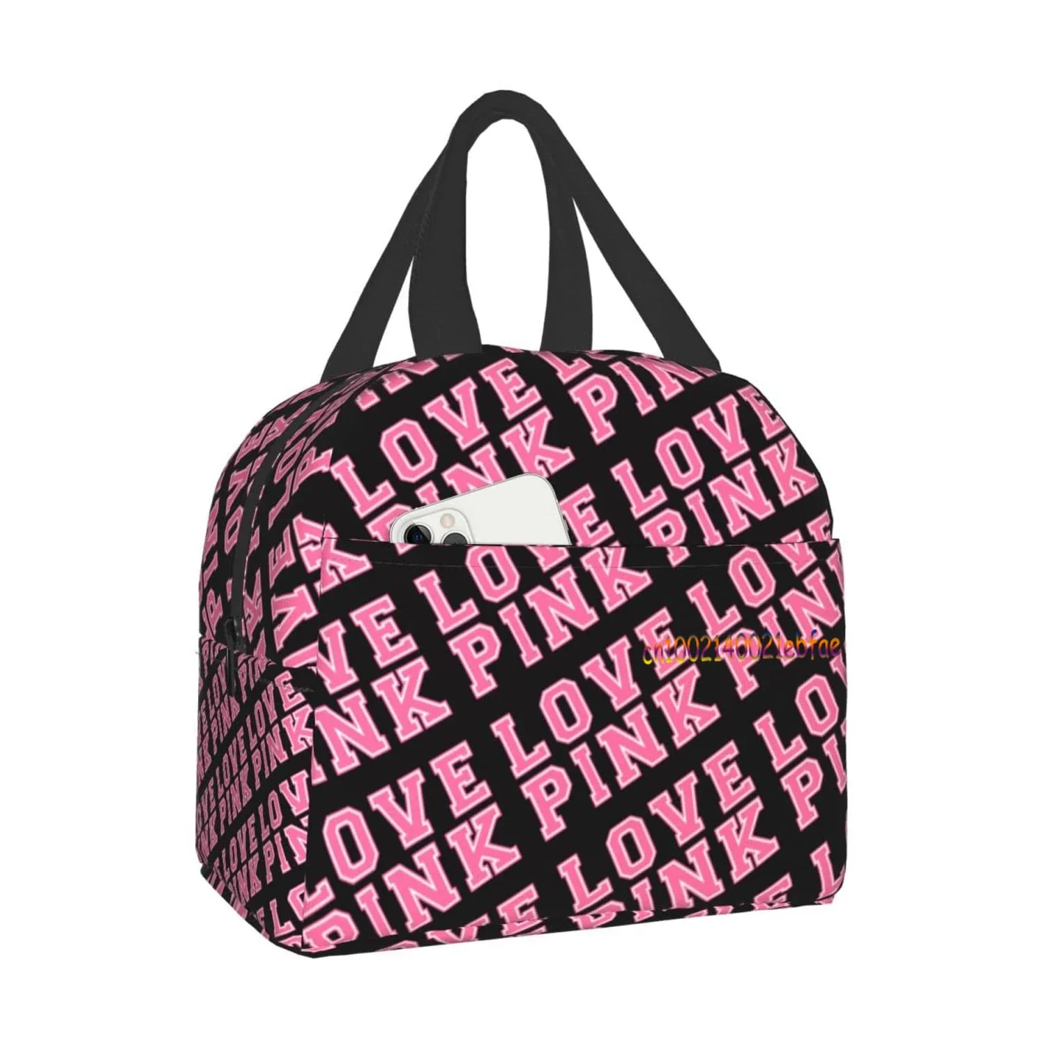 Love Pink Gradient Pink Lunch Bags for Women Portable Thermal Insulated Lunch Box Container Cooler Bag Tote Bento Pouch for Work