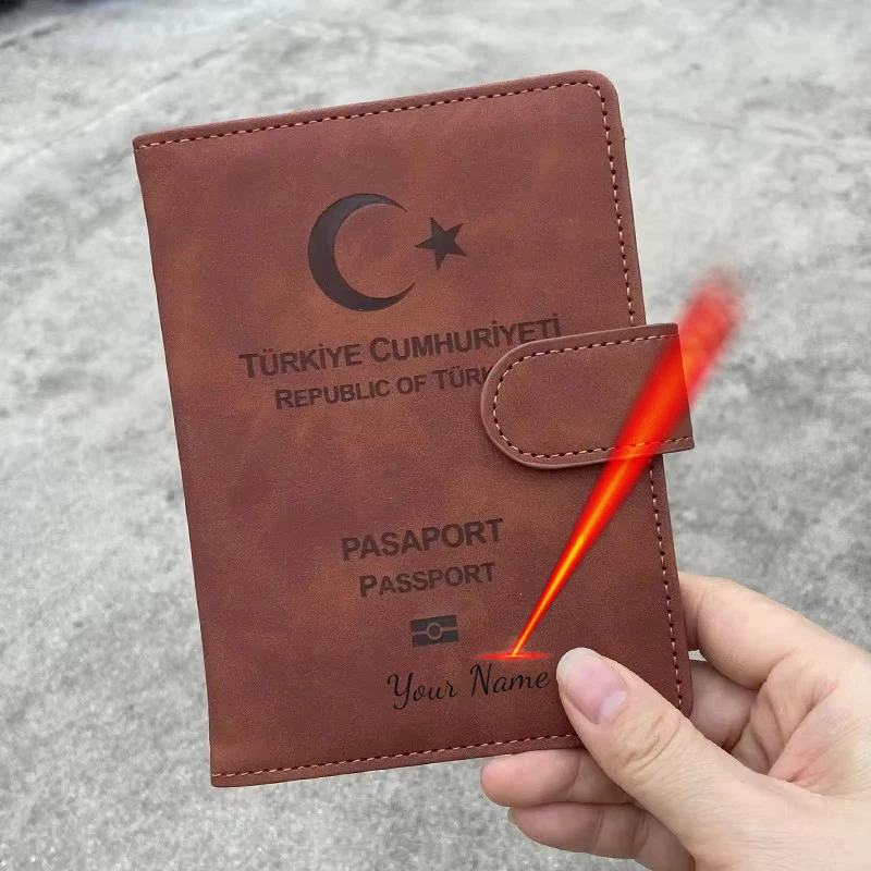 

Custom Name Türkiye Passport Cover Travel Wallet Pu Cover for Passports Turkey Passport Holder Multi Card Slots Passeport Wallet