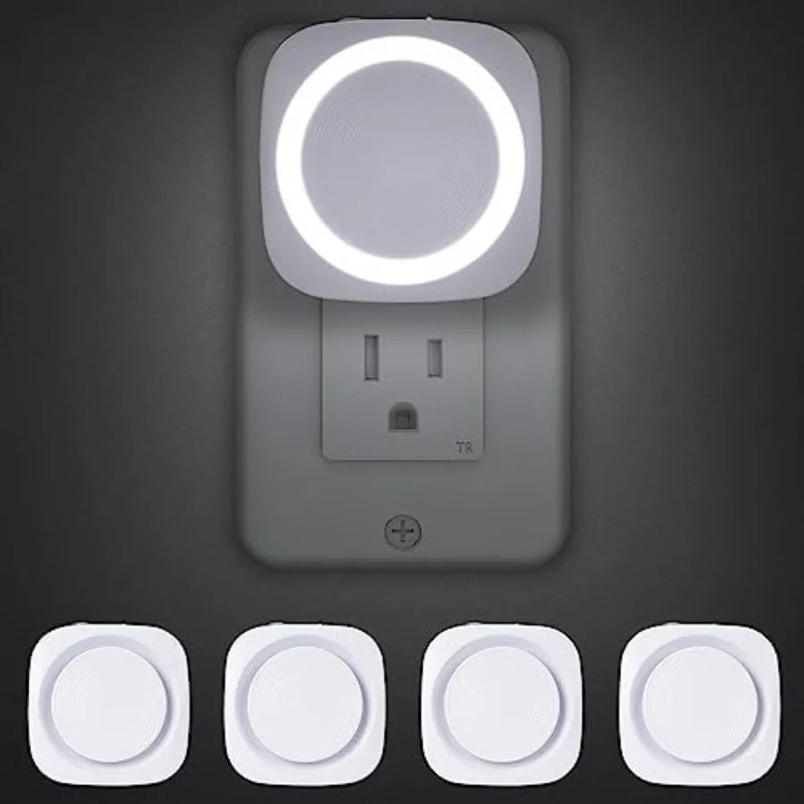 Night Lights Plug into Wall, 4 Packs Dimmable Night Light with Dust to Dawn Sensor, Automatically Turn on and Off, Gentle Glow