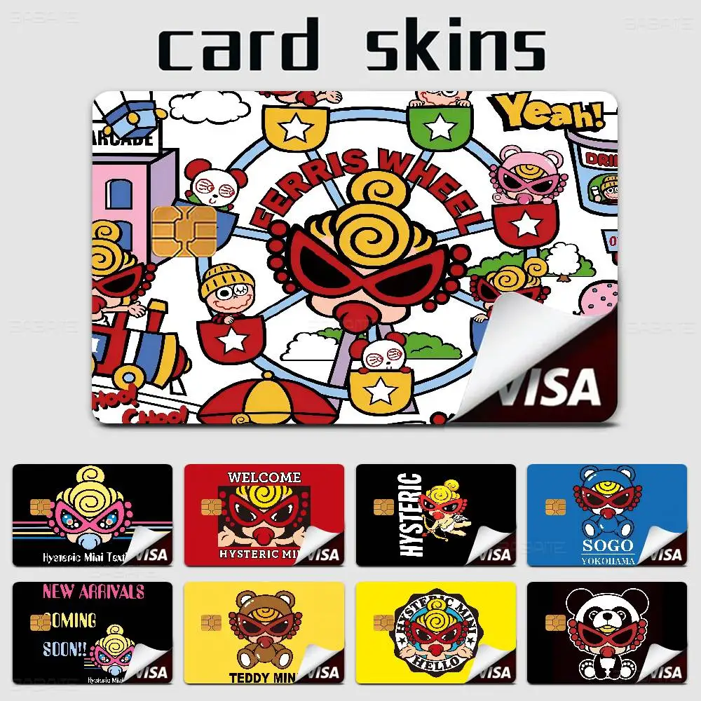 H-Hysteric M-Mini Cute Girl Anime Front Cover Film Sticker Skin For Credit Debit Card Small Large Chip