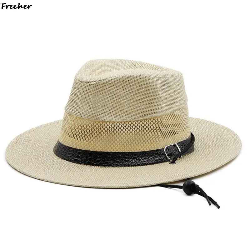 Summer Sunshade Fedora Hats Men Western Cowboy Hat Straw Beach Panama Wedding Party Caps Unisex Outdoor Fishing Chapeau New