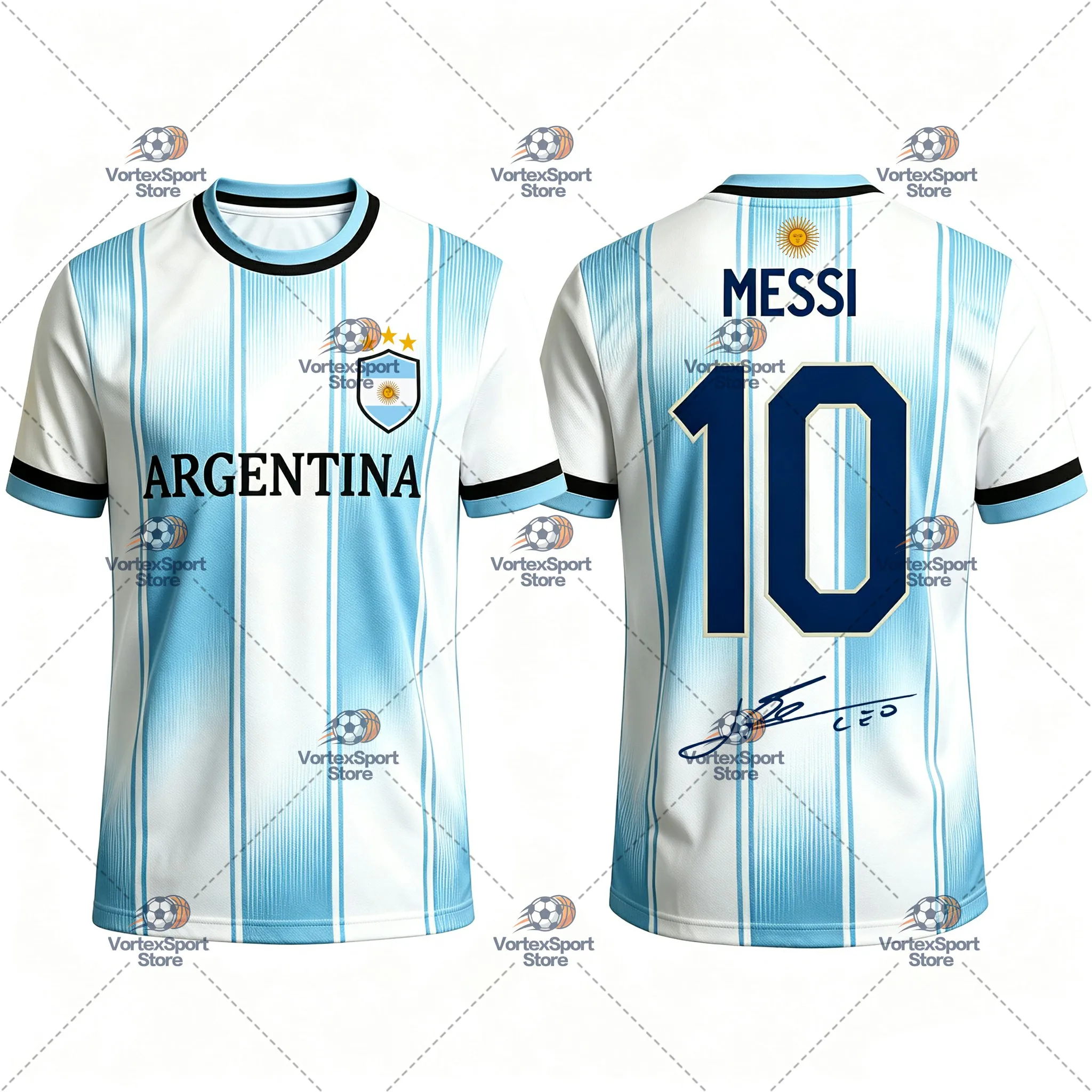 Argentinien, Kinder, Messi, Nr. 10, schnelltrocknendes Fußball-T-Shirt, Herren, alle Größen, kurzärmelig, Rundhalsausschnitt, für den täglichen Fußball-Trainingssport. – Detail 6
