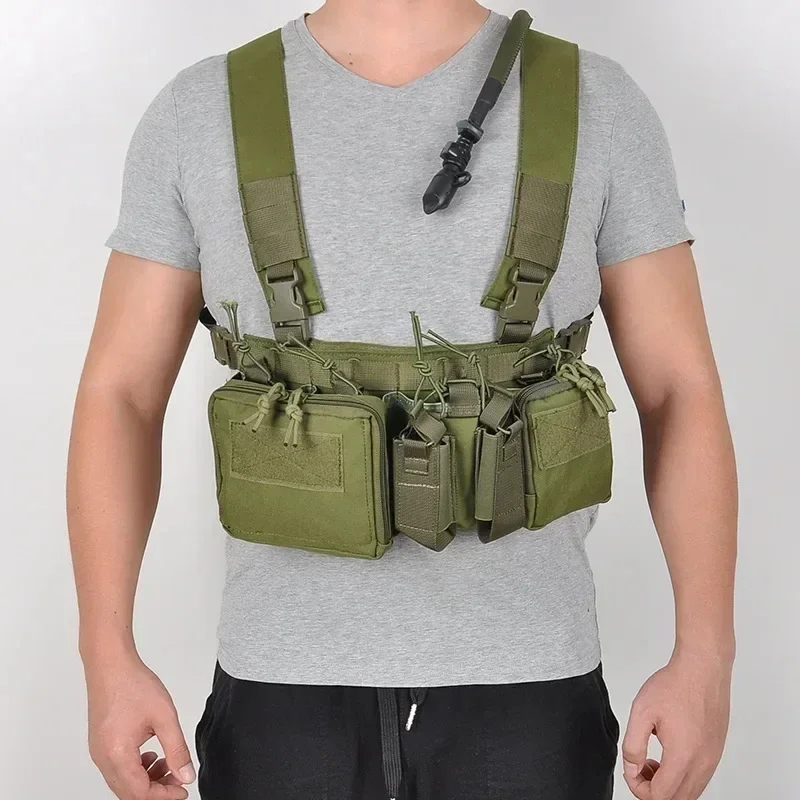 Molle Sistema Peito Rig para homens, colete tático, CS Match Militar Gear Pack, Magazine Pouch, coldre cintura, Nylon Swat