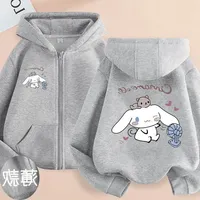 Children Clothing Girls Sanrio Cinnamoroll Cardigan Zip Jacket Cardigan  Cartoon Parenting Clothing  Kids Zipper Hooded Sweater
