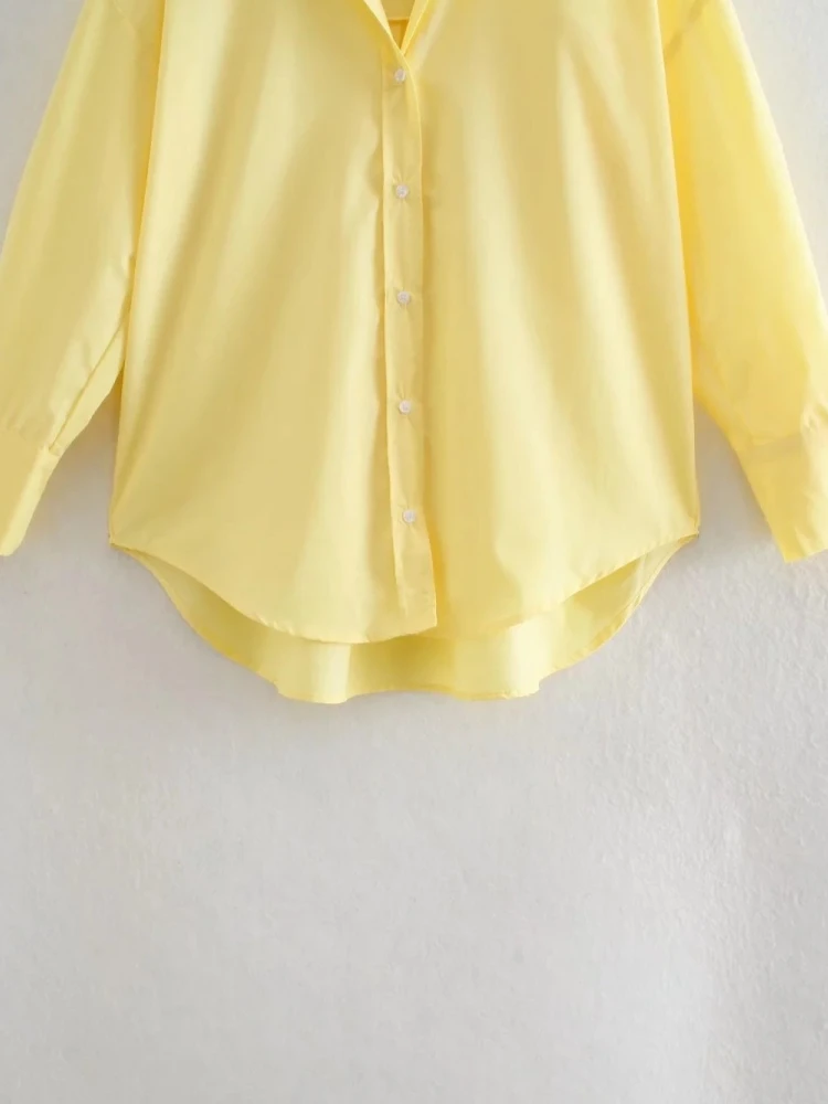 New Women Turndown Collar Yellow Loose Blouse Female Long Sleeve Shirt Casual Lady Tops Blusas S8868