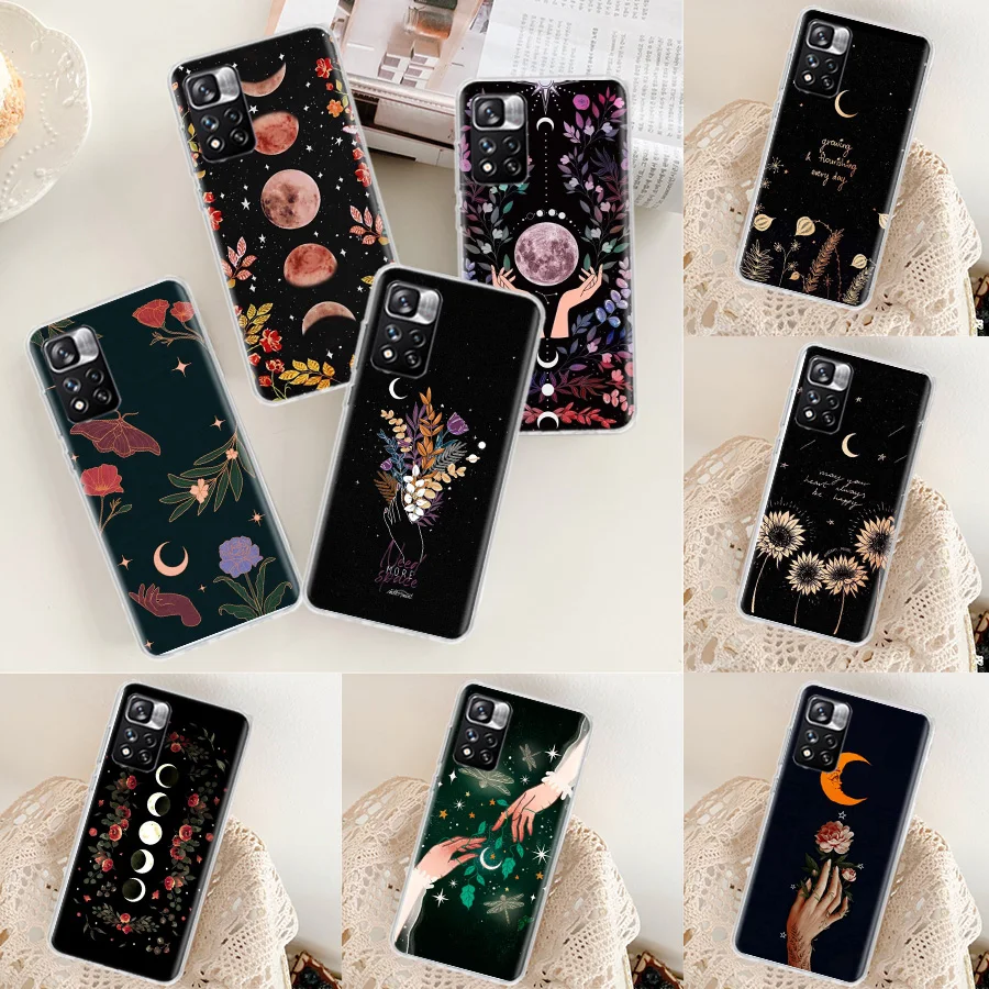 Luxury Moon Star Flower Phone Case For Xiaomi Mi 12 10 Lite 12X 12T 13 5G 11T 10T Pro 11i 11 Ultra 9 8 6X 5X Capa Coque Fundas T