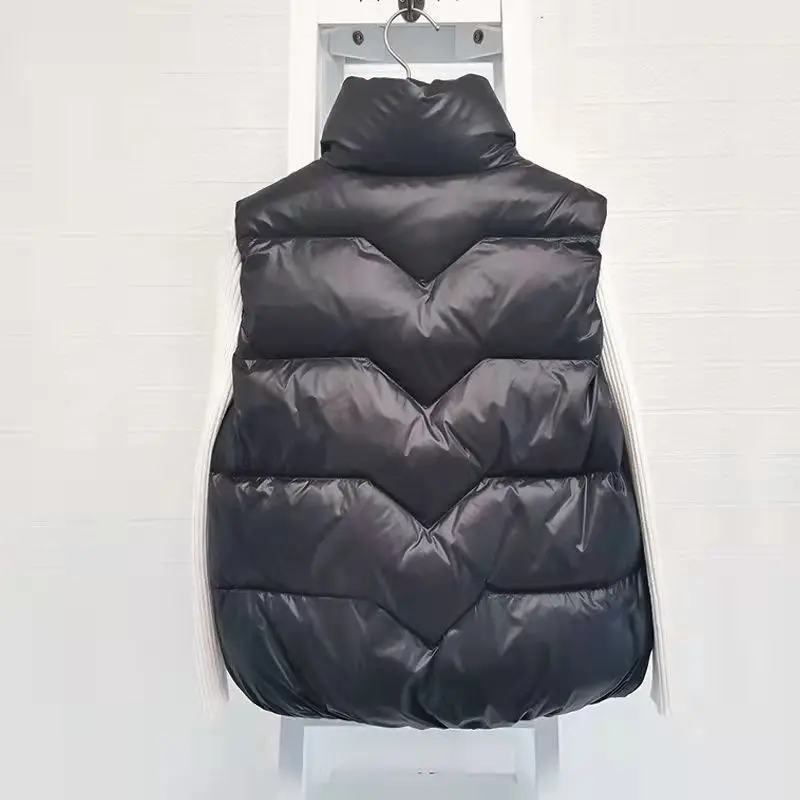 Spring Down Cotton Lightweight Vests Jacekts 2024 Korean Warm Wasitcoats Autumn Hooded Glossy Sleeveless Parkas Women