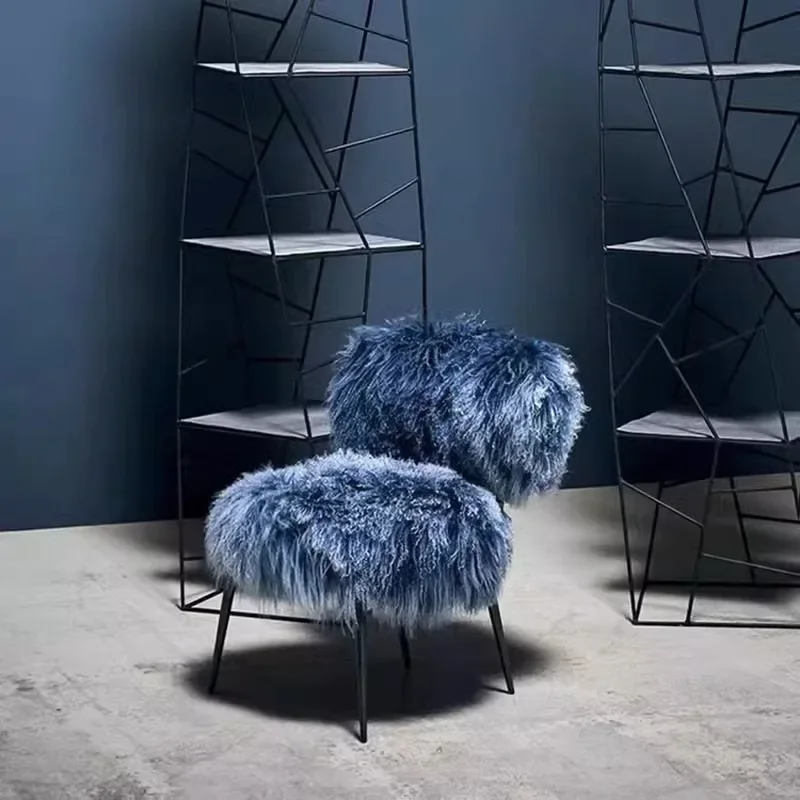 Nordic Art Beach Wool Leisure Rocking Chair Light Luxury Single Living Room Bedroom Dressing Chair Internet Celebrity Style