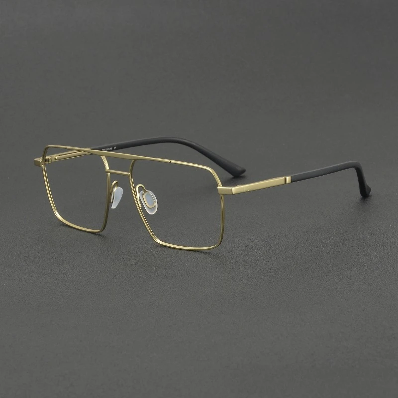 

New Update Double-beam Pilot Myopia Women Glasses Frames P8386 Titanium Prescription Square Handmade Blue Light Eyewear for Men