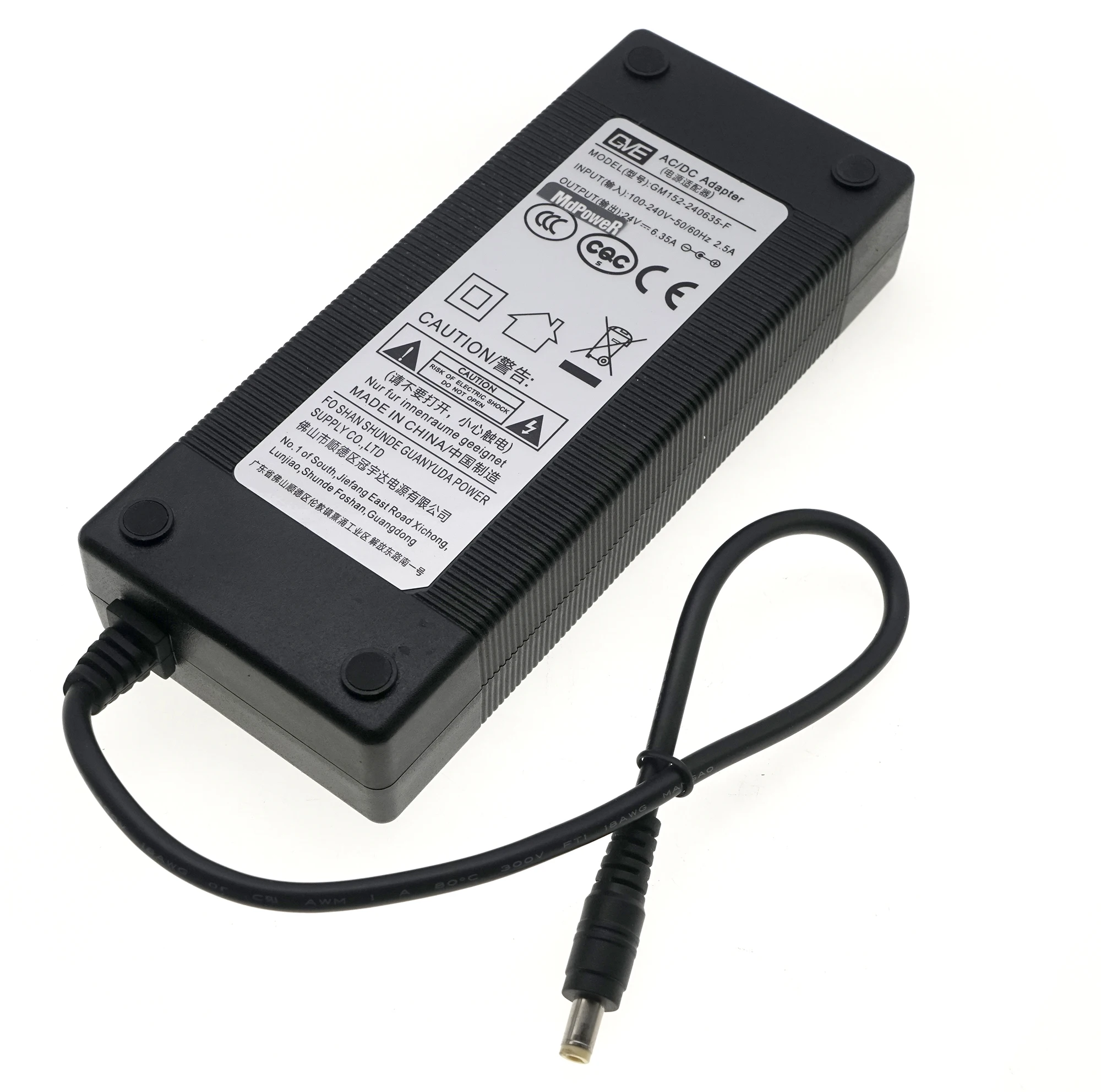 

GVE GM152-240635-F AC/DC Adapter 24V 6.35A Charger Power Supply 5.5*2.5mm