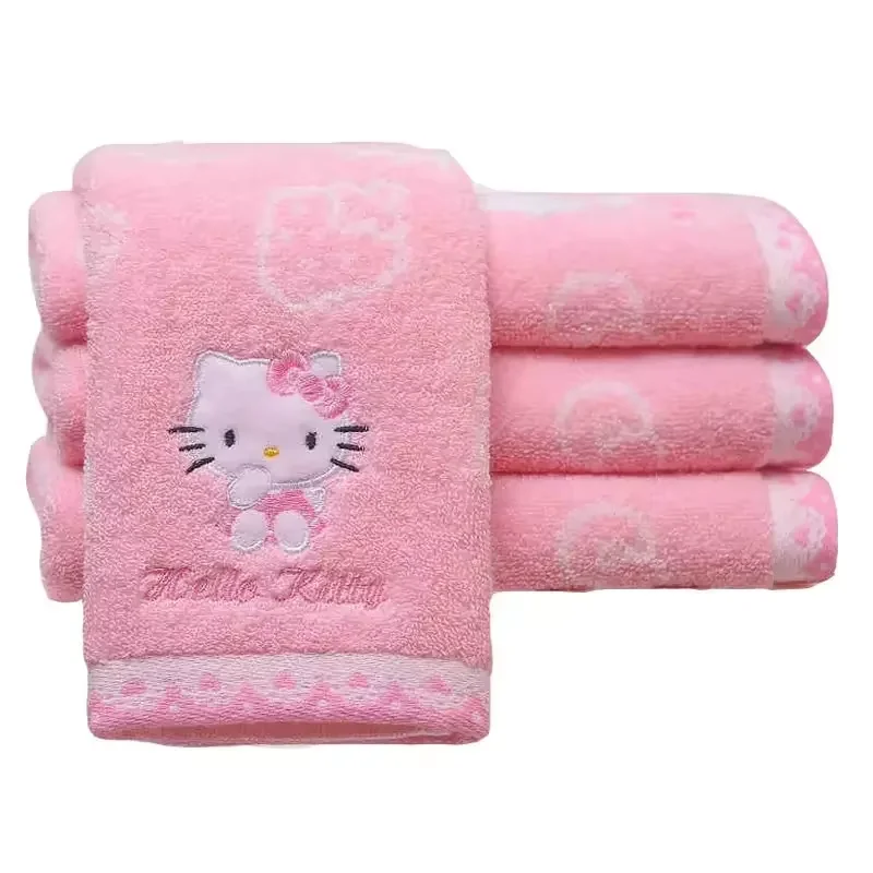 Hello Kitty animacja peryferyjna kawaii uroczy nadruk kreskówkowy dziecięcy ręcznik do twarzy czysta bawełna nie zrzucający się chłonny ręcznik wodny