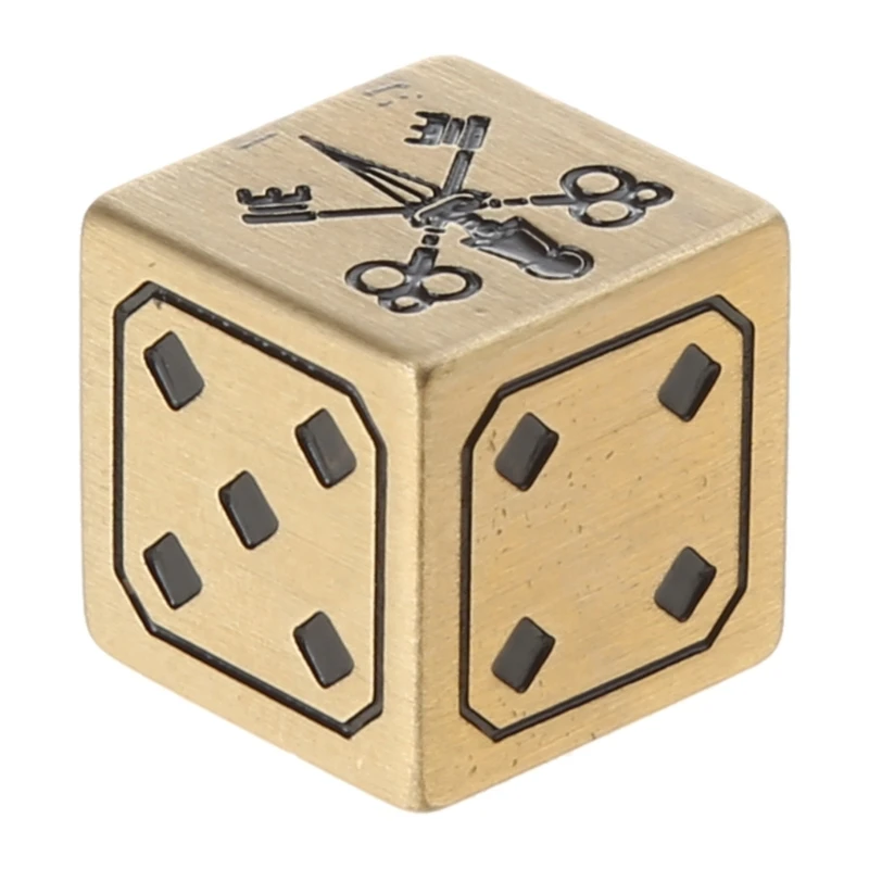 Y1UB Dices Game Props 15mm D6 Metal Dices Role Playing Dices Smoothed Brass 6-Sided Dices Golden Cubes Role Game Stuff Dices