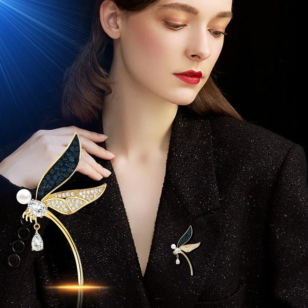 

Exquisite Dragonfly Brooch Vintage High-end Rhinestones Insect Brooches Pins Coat Accessories Jewelry Gifts for Women