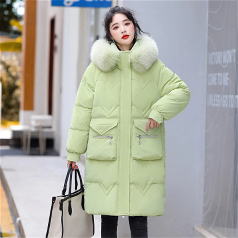 

Down Cotton Coats Women's Mid-length Korean style Loose Winter Warm Hooded Jackets Cotton Jackets 2022 New Trend A1096