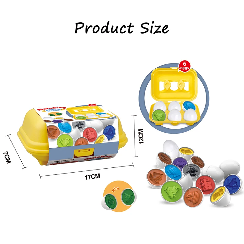 Juguetes sensoriales Montessori para bebé, forma de huevos de tráfico de Color, juegos a juego, Juguetes Educativos de aprendizaje para niños, ayudas para la enseñanza preescolar