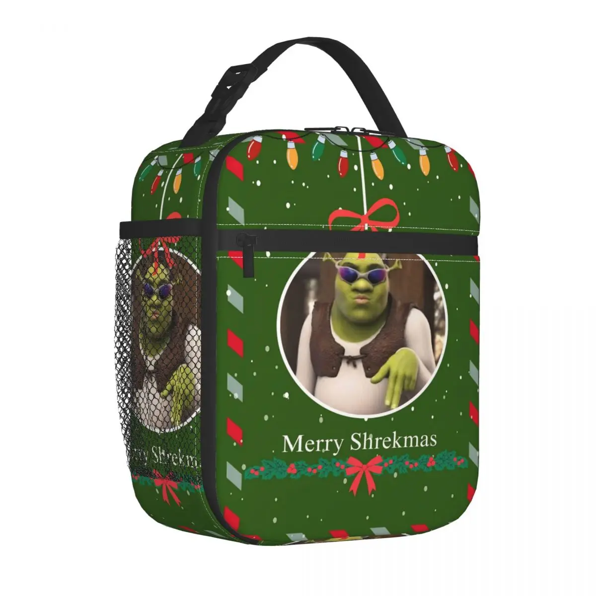 Comedy Merry Christmas Shreks Insulated Lunch Bags Thermal Bag Reusable Portable Tote Lunch Box for Men Women Beach Picnic