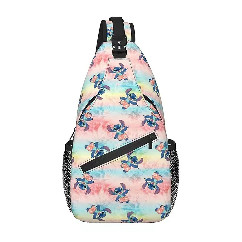 Disney New Stitch Crossbody Bag for Primary and Secondary School Students Casual Chest Bag Cartoon Print Casual Bag