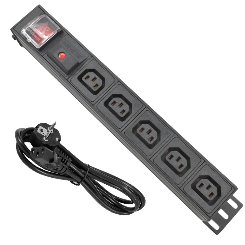 

Network Rack PDU aluminium alloy Power Strip 5 Ways C13 output socket With 2m extension cable C14 interface overload protection