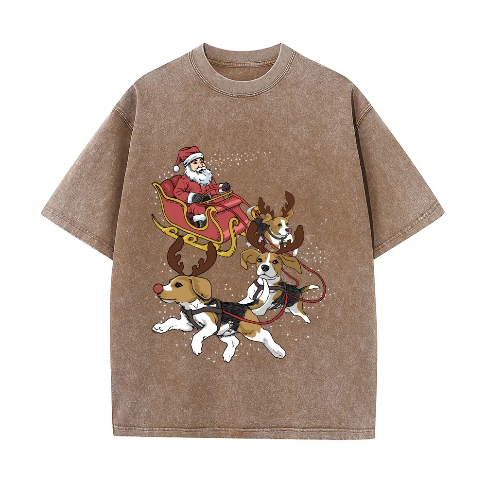 Beagle Christmas Men Tshirt Футболка Man T-Shirts Cute Brand Tee Shirts 100% Cotton Cartoon Tops Dog Print Gift Tees Pet Lover