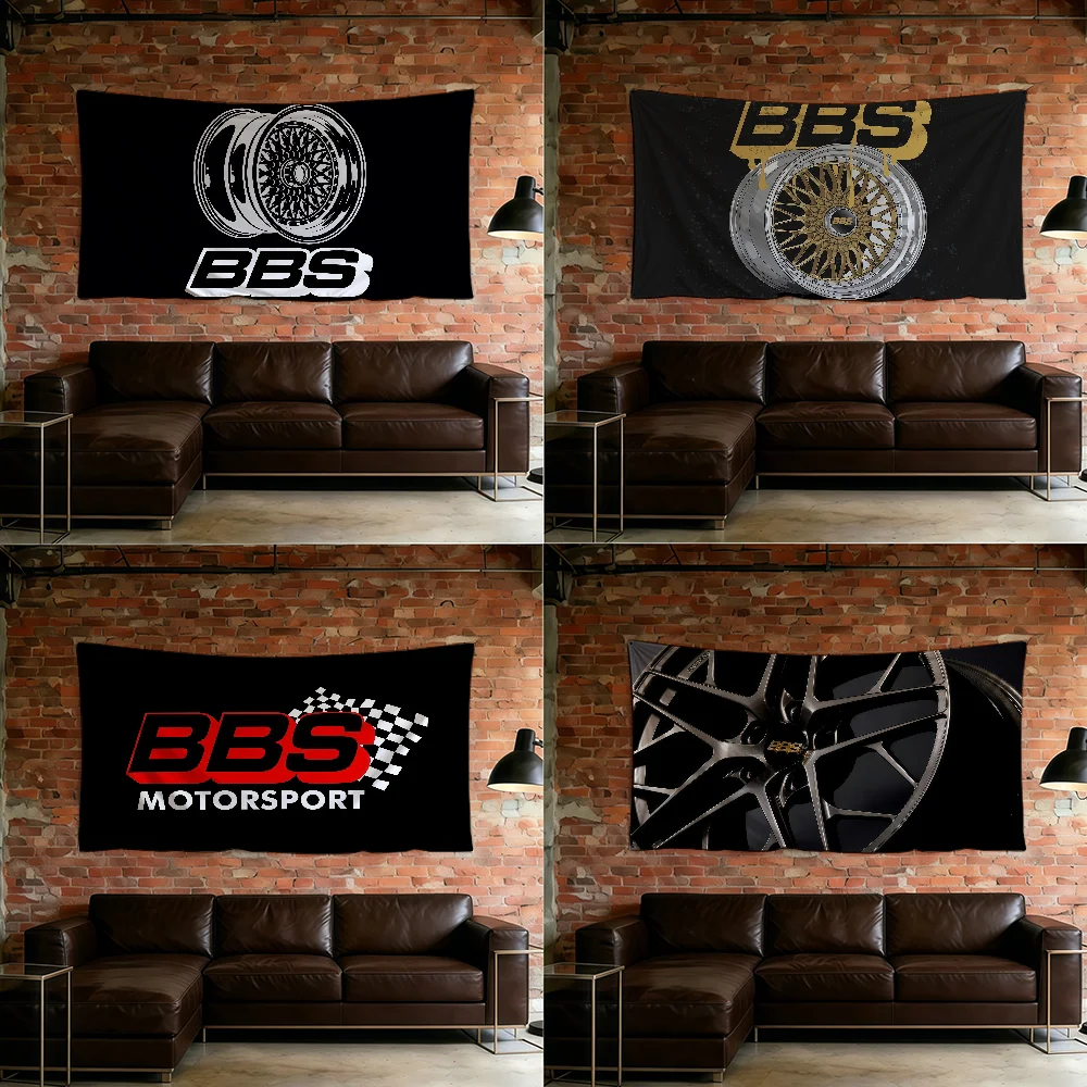 B-BBS-ES Fashion Cool Car Logo flag Best Price Home Outdoor Garden Lawn Decoration Gift Wall Hanging Banner