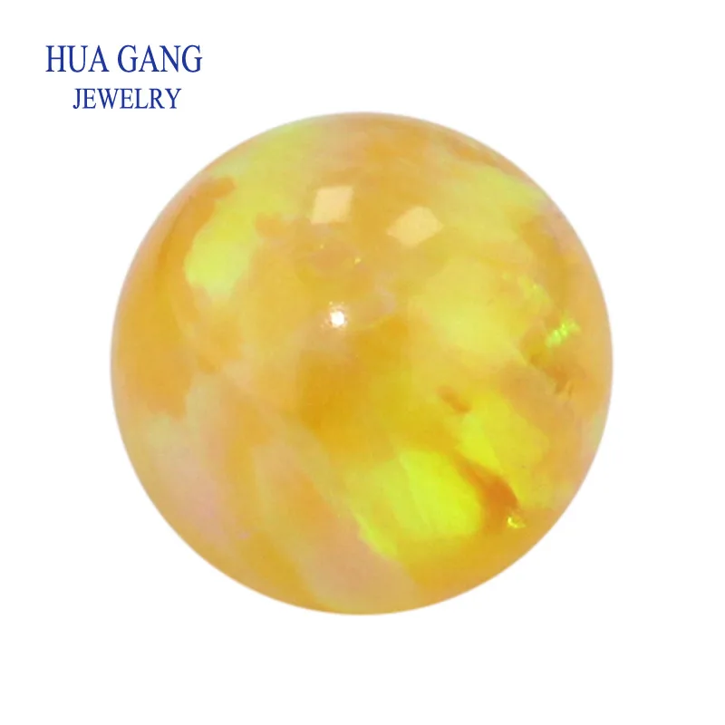 Synthetic Opal OP28 yellow color Synthetic Round Ball Opal Half Hole Fully Drilled Beads Synthetic Opal Wholesale