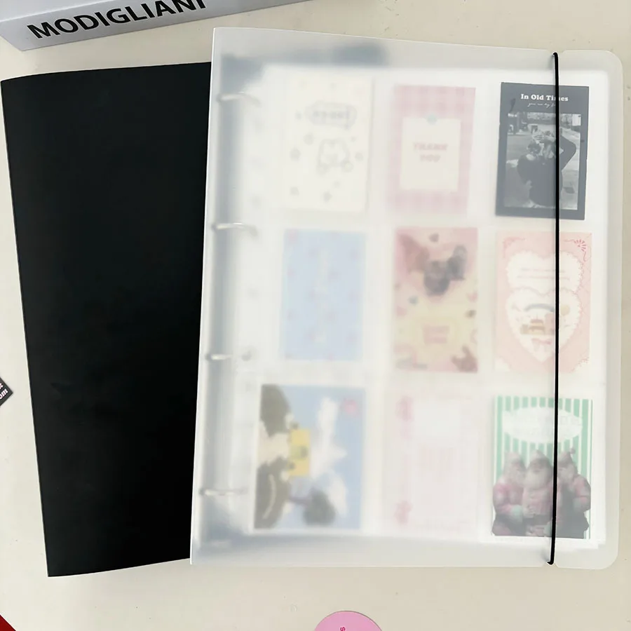 كتاب تخزين بطاقات جيوب مقاس A4، ألبوم صور لجمع الموثق الأسود/الشفاف، مناسب للبطاقات البريدية مقاس 3 بوصات، منظم أوراق الشجر السائبة Ho