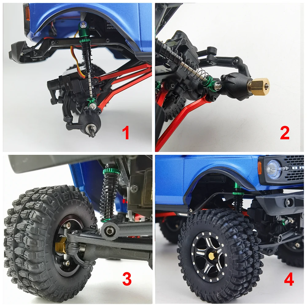 YEAHRUN 4 szt. Mosiężny Adapter sześciokątny koła 5/6mm rozszerzony Adapter napędu do osiowych SCX24 wszystkie serie 1/24 części zdalnie sterowany