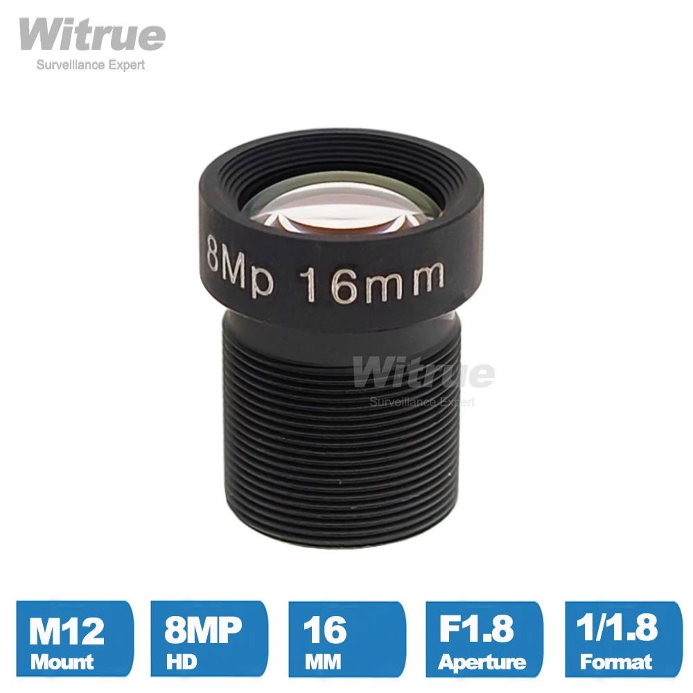 

Witrue HD 4K Lens 8 Megapixel M12 16MM Long View Distance 650nm IR Filter F1.8 1/1.8" Low Distortion for Action Sport camera