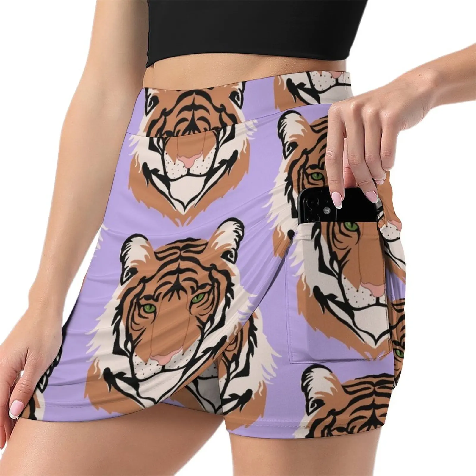 Simple Tiger graphic Mini Skirt women's skirts trend 2025 Kawaii kpop festival outfit women