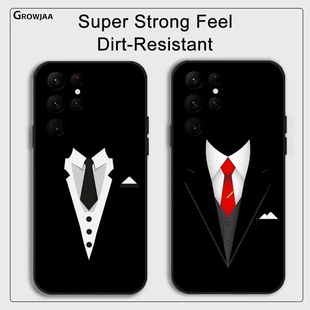 

Man Suit Shirt Tie Cool Art Phone Case For Samsung Galaxy S25 S24 S22 S23 Ultra S21 S20 Plus 5G Protective Silicone Funda