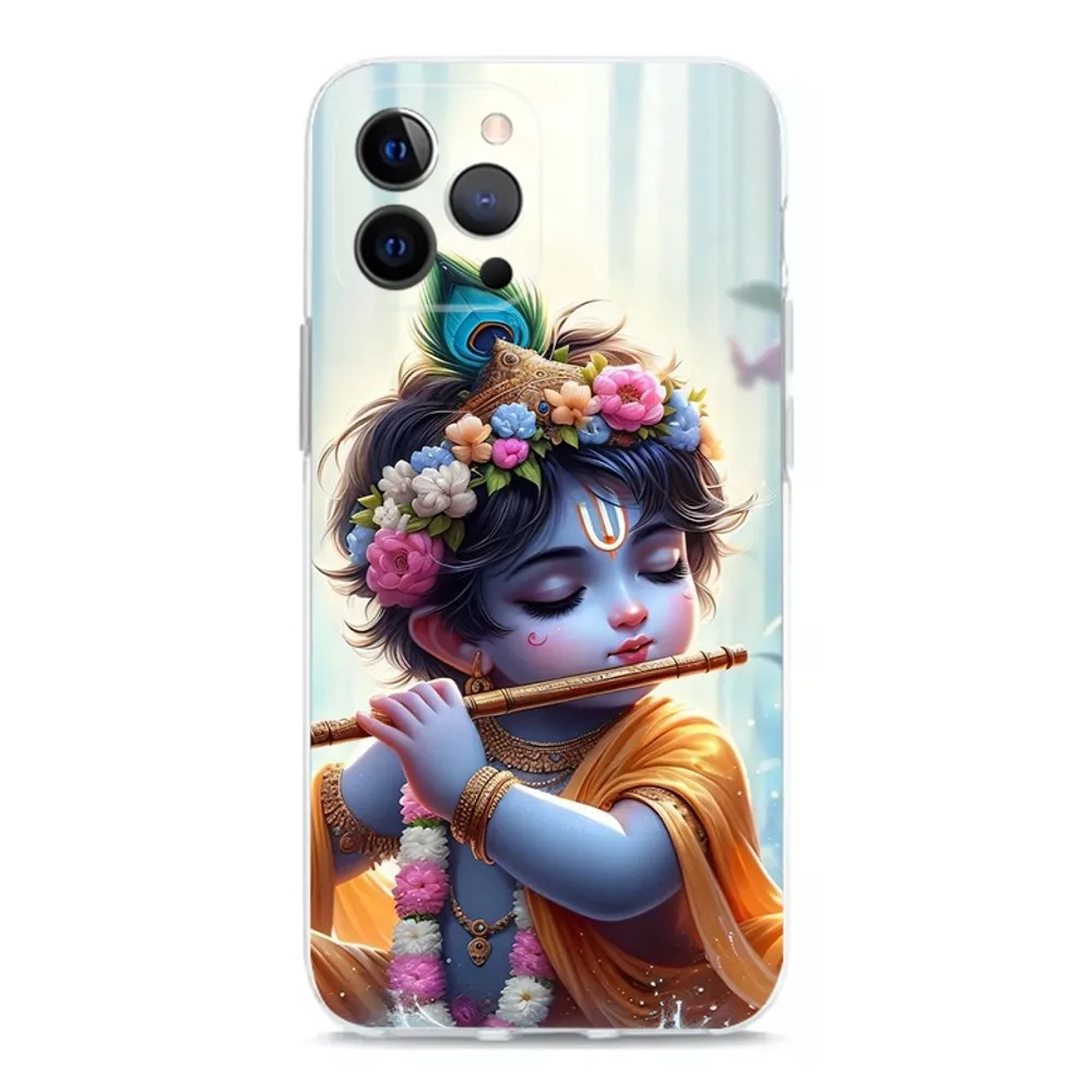 Indian God Lord Krishna Phone Case For iPhone 15,14,13,12,11 Plus,Pro,Max,XR,XS,X,7,8 Plus,SE,Mini Transparent Shell